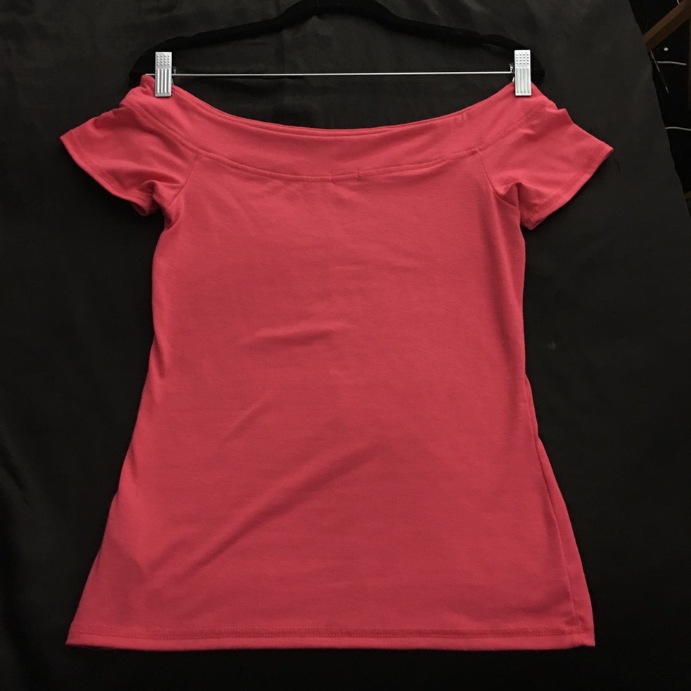 Pink cold shoulder top